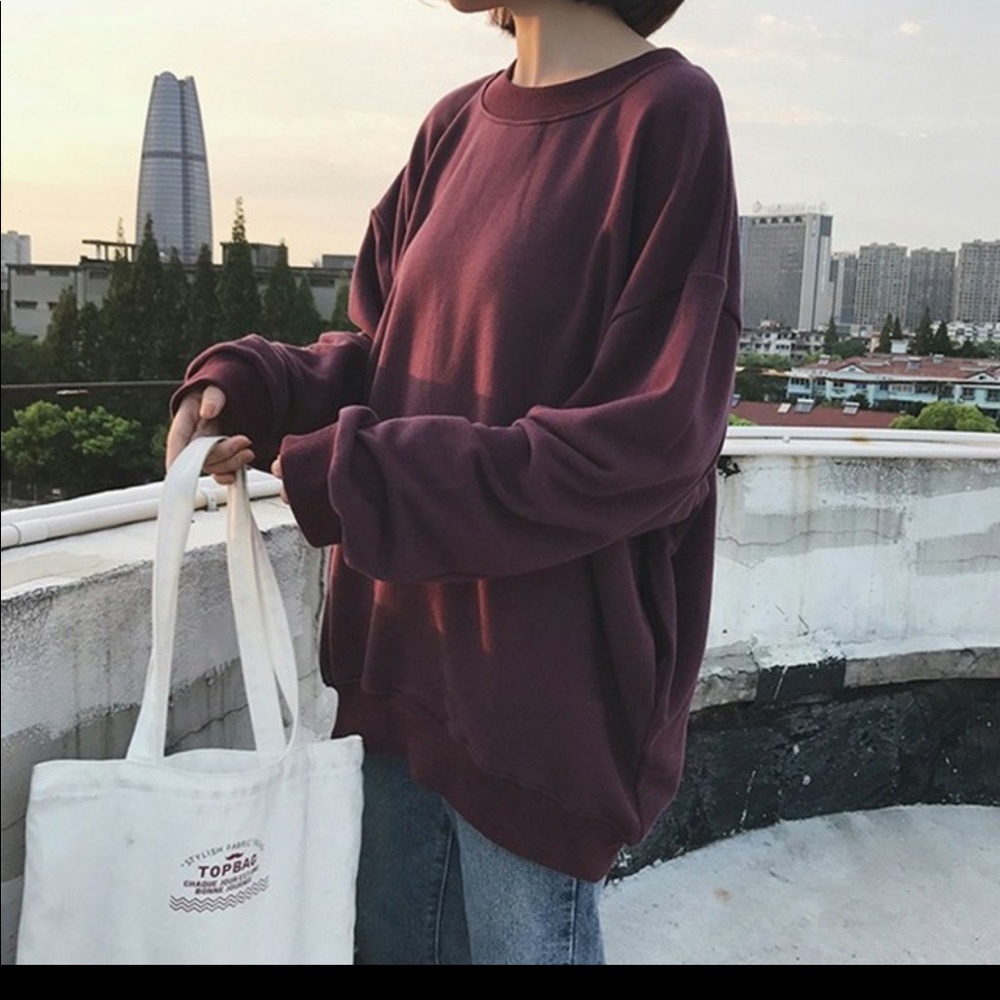 NEW Oversized Fall Sweatshirt autumn boho top - Picture 2 of 2
